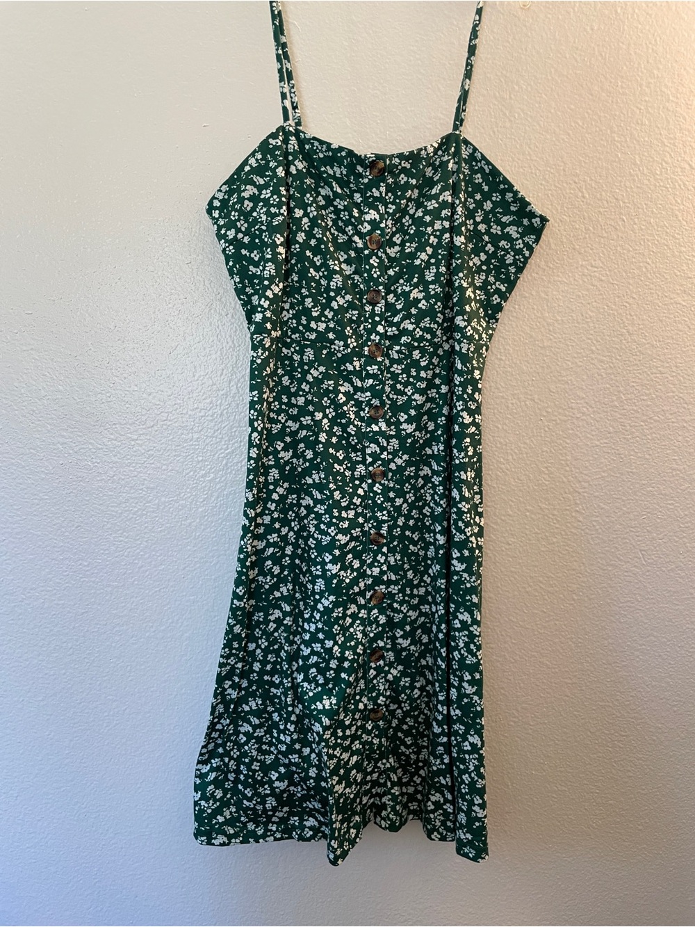 Women's Green Floral Button-Front Sundress